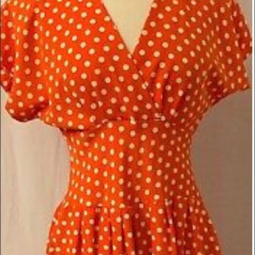 Paco Rabanne Paris size 6  orange white dots